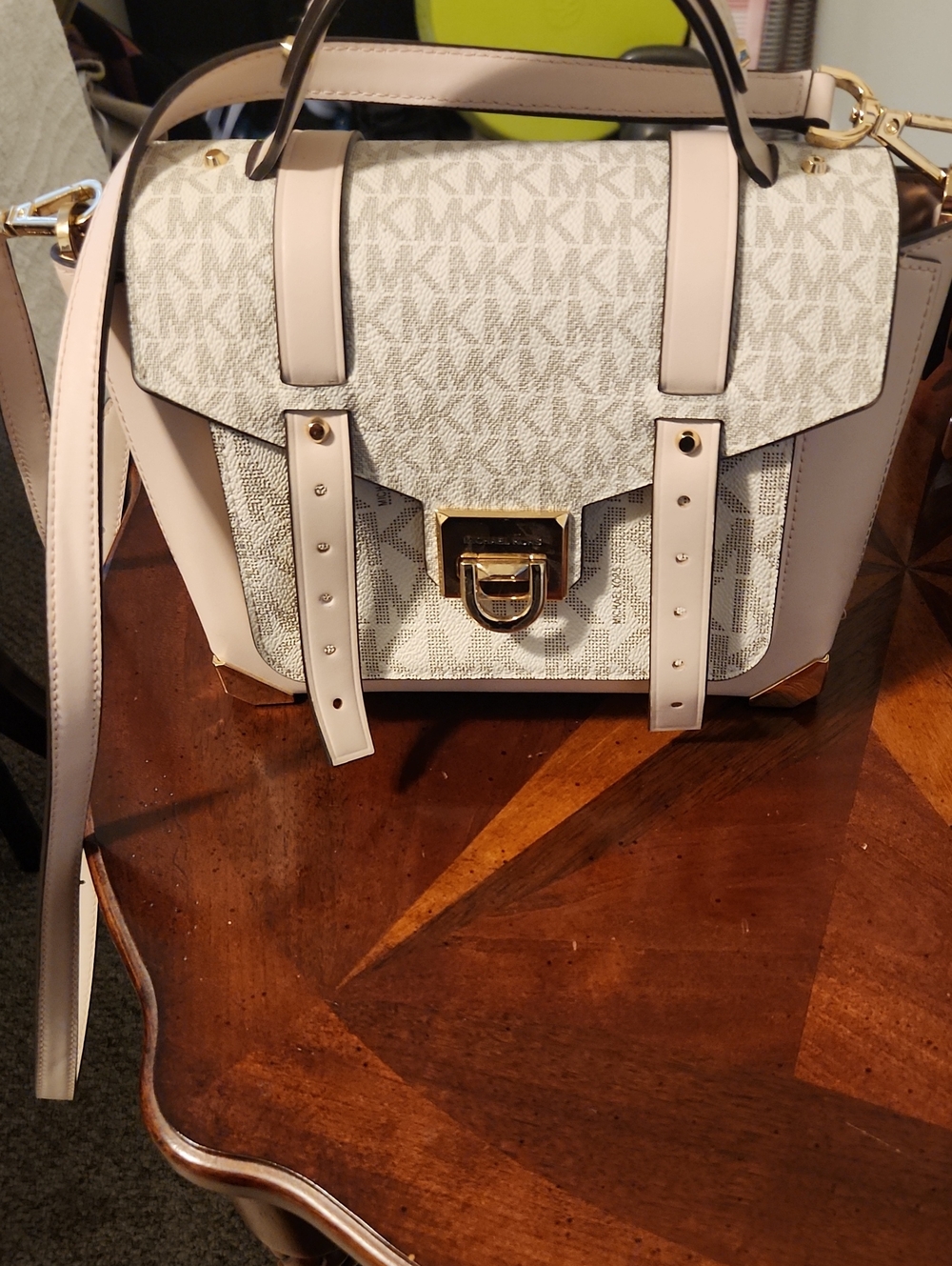 Michael Kors Blush Pink MK Logo Satchel with Gold Hardware